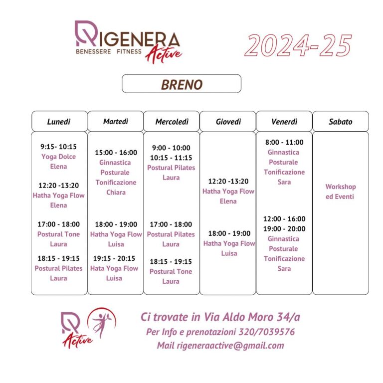 calendario breno yoga corsi rigenera active