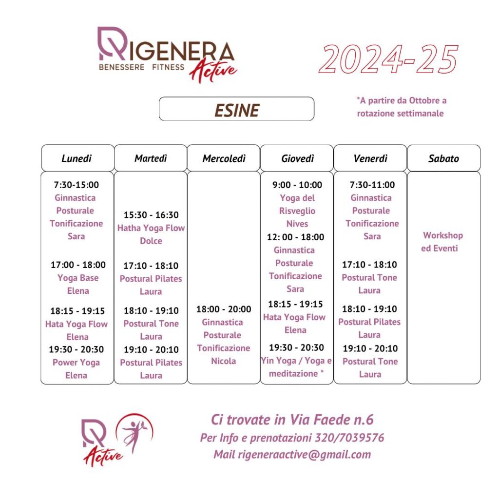 calendario esine yoga corsi rigenera active