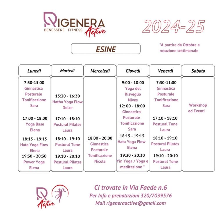 calendario esine yoga corsi rigenera active